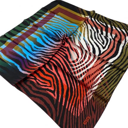 Aker Defolu Bordo-Siyah Zebra Desenli Sura İpek Eşarp 4207701-27923