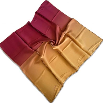 Aker Defolu Hardal-Bordo Degrade Desen Sura İpek Eşarp 35174