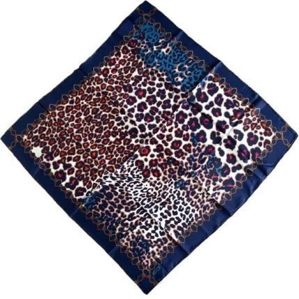 Aker Defolu Tivil İpek Eşarp 36430 Lacivert Leopar Desen