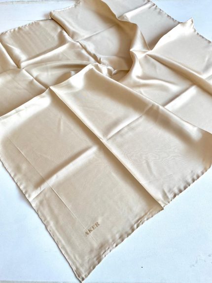 Aker Defolu Tivil İpek Eşarp 39034 Krem Düz Renk