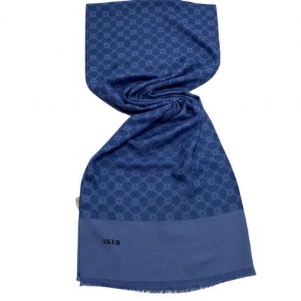 Aker Elegance Şal İndigo Monogram Desenli 1090100-922