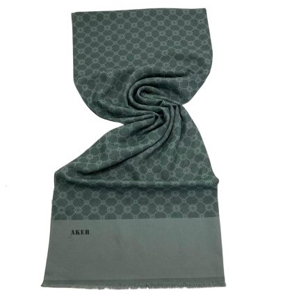 Aker Elegance Şal Yeşil Monogram Desenli 1090100-951
