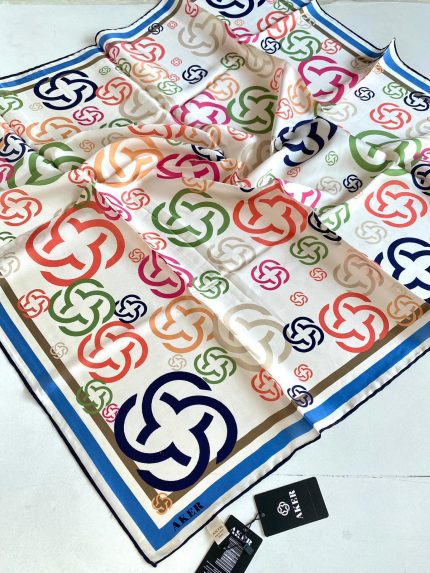 Aker Krem Geometrik Desen Sura İpek Eşarp 35627