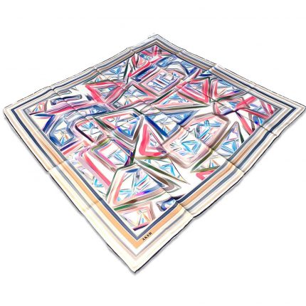 Aker Krem Geometrik Desen Tivil İpek Eşarp 8794713-921