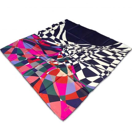 Aker Lacivert Geometrik Desen Tivil İpek Eşarp 8550713-921
