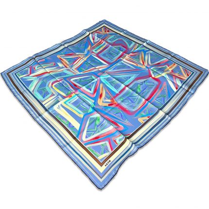 Aker Mavi Geometrik Desen Tivil İpek Eşarp 8794713-922