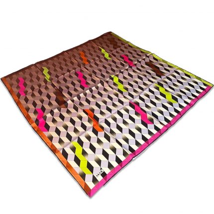 Aker Pembe Geometrik Desen Tivil İpek Eşarp 8076713-915