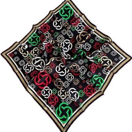 Aker Siyah Geometrik Desen Tivil İpek Eşarp 35629