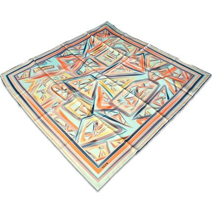 Aker Su Yeşili Geometrik Desen Tivil İpek Eşarp 8794713-951