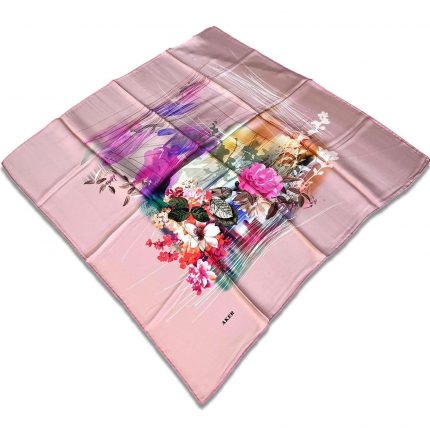 Aker Toz Pembe Karma Çiçek Desen Sura İpek Eşarp 31951