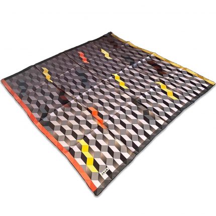 Aker Turuncu Geometrik Desen Tivil İpek Eşarp 8076713-914
