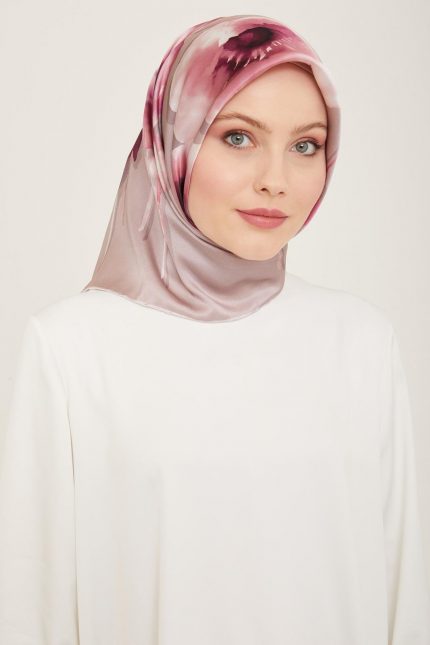 Armine Gül Kurusu Çiçek Desen Tivil İpek Eşarp 9105-35
