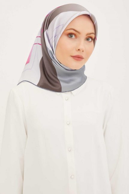 Armine İndigo Desenli Sura İpek Eşarp 8939-34