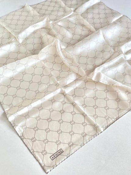 Armine Krem Vizon Monogram Desen Sura İpek Eşarp 9178-81