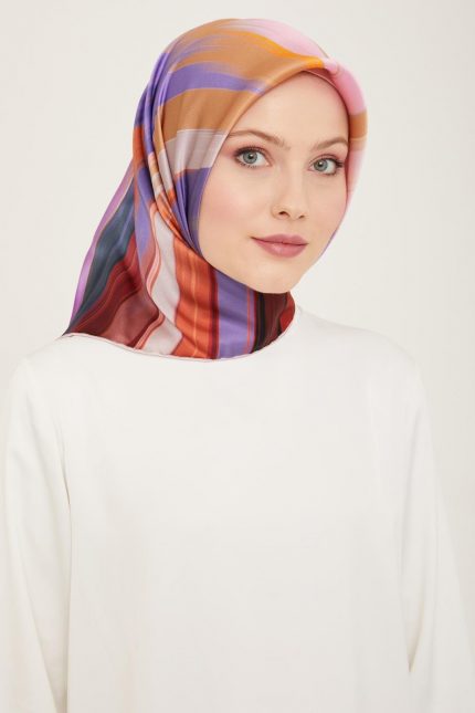 Armine Lila Fırça Desen Sura İpek Eşarp 9131-01
