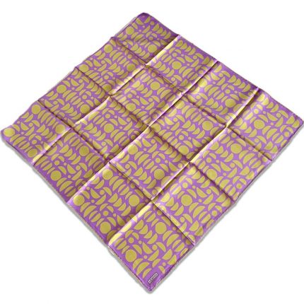 Armine Lila Yağ Yeşili Geometrik Desen Tivil İpek Eşarp 9174-01