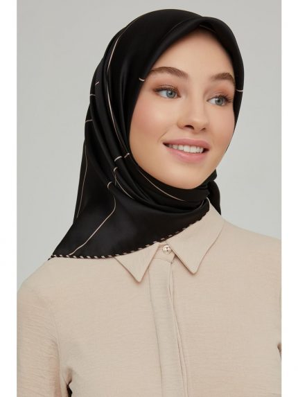 Armine Nostalji Tivil İpek 8655-01 Siyah Karışık Desen