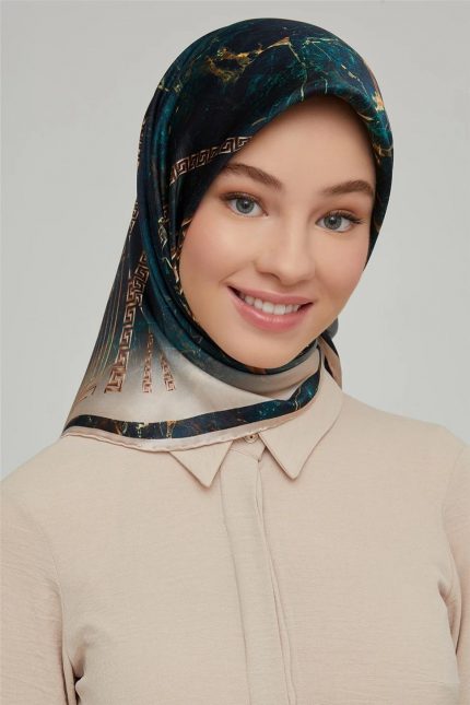 Armine Nostalji Vintage Desenli Tivil İpek Eşarp 8615-04