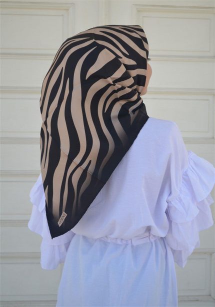 Armine Nostalji Zebra Desenli Tivil İpek Eşarp 8274-02