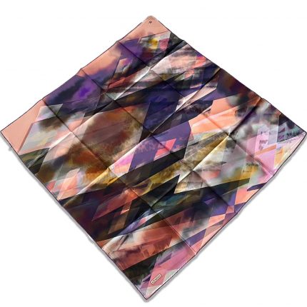 Armine Pembe Kiremit Geometrik Desen Sura İpek Eşarp 9171-05
