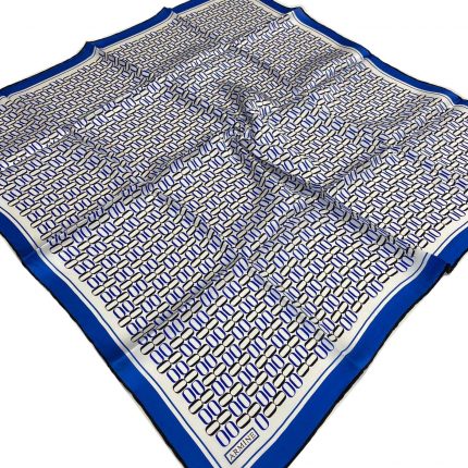 Armine Saks Mavi Geometrik Desen Tivil İpek Eşarp 9149-39