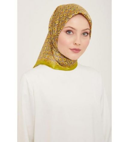 Armine Sarı Krem Mini Çiçek  Desen Tivil İpek Eşarp 9134-05