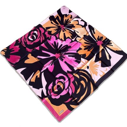 Armine Siyah Pembe Karma Desen Sura İpek Eşarp 9170-52