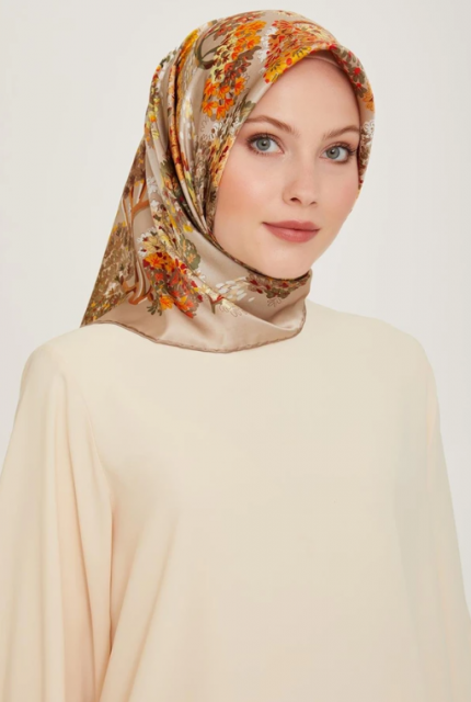 Armine Sura İpek Eşarp 9209-34 Vizon Karışık Desen