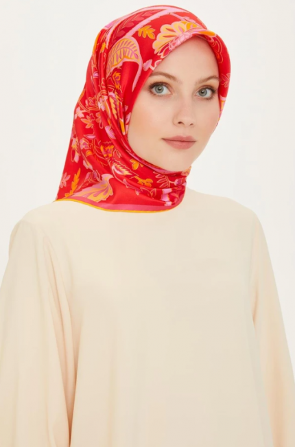 Armine Sura İpek Eşarp 9227-09 Pembe Karışık Desen
