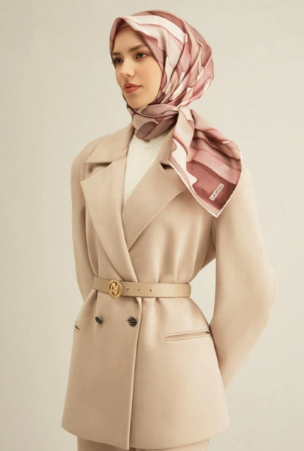 Armine Tivil İpek Eşarp 9306-33 Pembe Karışık Desen