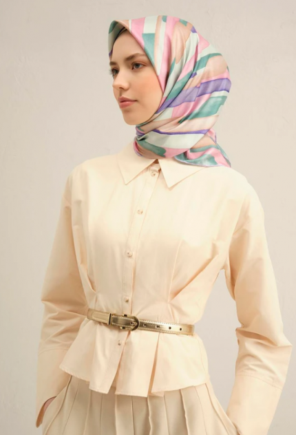 Armine Tivil İpek Eşarp 9306-38 Mor Karışık Desen