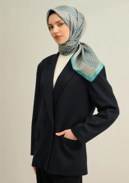 Armine Tivil İpek Eşarp 9319-50 Su Yeşili Karışık Desen