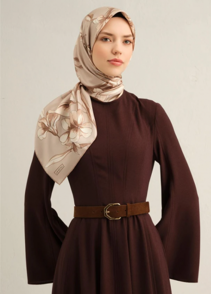 Armine Tivil İpek Eşarp 9324-32 Krem Karışık Desen