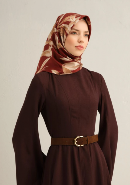 Armine Tivil İpek Eşarp 9324-57 Bordo Karışık Desen