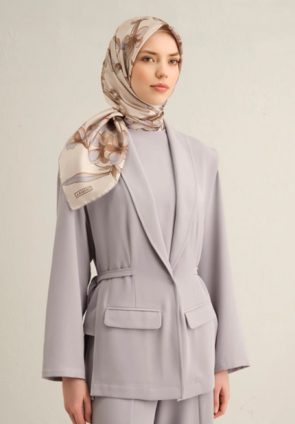 Armine Tivil İpek Eşarp 9324-82 Vizon Karışık Desen
