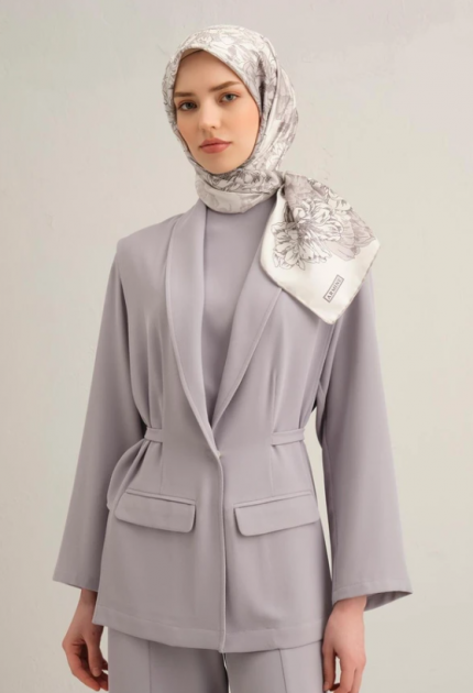 Armine Tivil İpek Eşarp 9330-84 Beyaz Karışık Desen