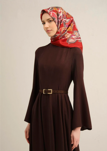 Armine Sura İpek Eşarp 9332-85 Kırmızı Karışık Desen