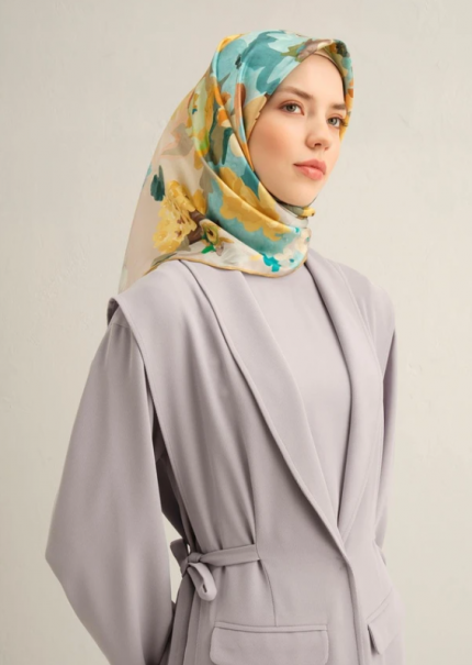 Armine Sura İpek Eşarp 9334-07 Yeşil Karışık Desen