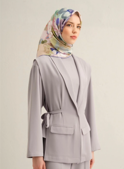 Armine Tivil İpek Eşarp 9334-33 Mor Karışık Desen