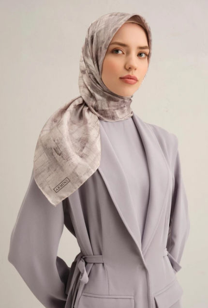 Armine Sura İpek Eşarp 9339-81 Gri Karışık Desen