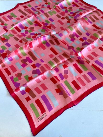 Armine Tivil İpek Eşarp 9341-51 Pembe Karışık Desen