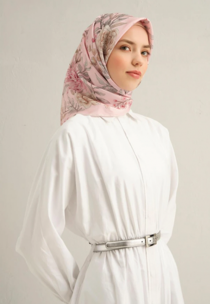 Armine Sura İpek Eşarp 9347-85 Pembe Karışık Desen