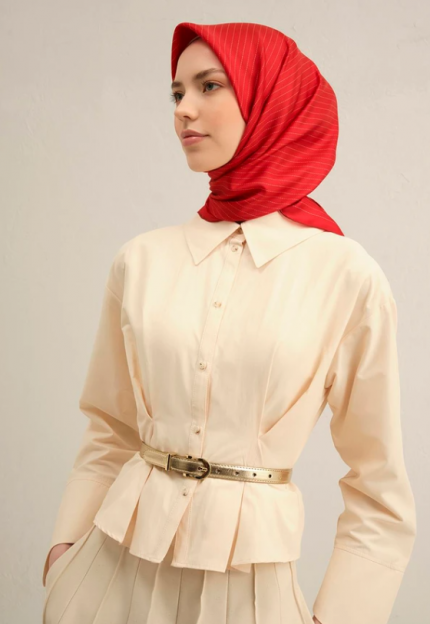 Armine Sura İpek Eşarp 9348-85 Kırmızı Karışık Desen