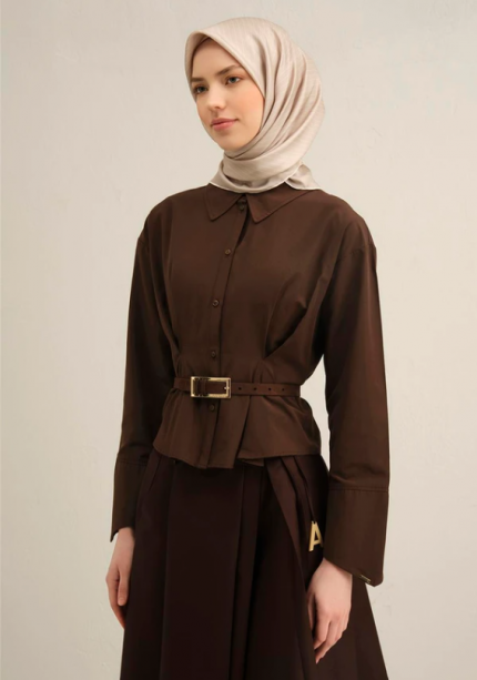 Armine Sura İpek Eşarp 9348-86 Vizon Karışık Desen