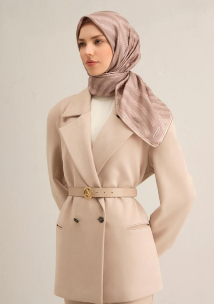 Armine Sura İpek Eşarp 9351-02 Vizon Karışık Desen