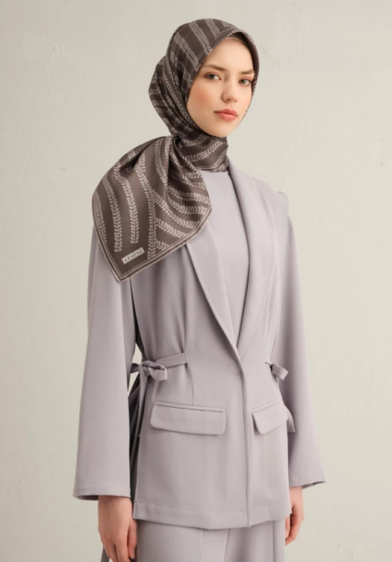 Armine Tivil İpek Eşarp 9351-86 Gri Karışık Desen