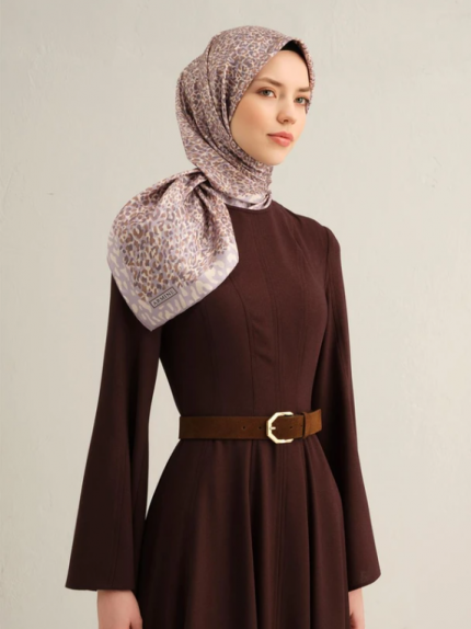 Armine Sura İpek Eşarp 9352-06 Lila Karışık Desen
