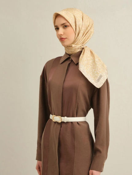 Armine Sura İpek Eşarp 9352-50 Sarı Karışık Desen