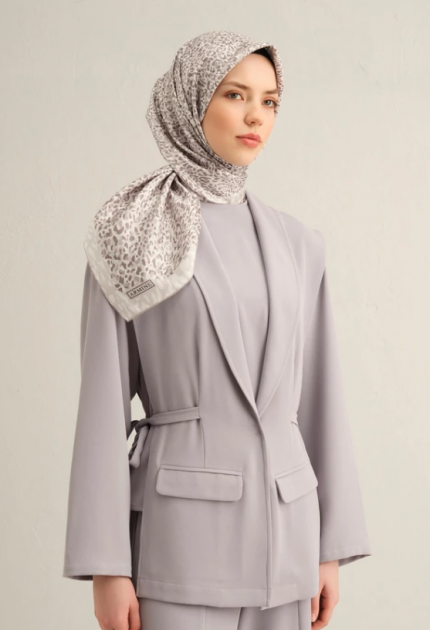 Armine Tivil İpek Eşarp 9352-83 Gri Karışık Desen