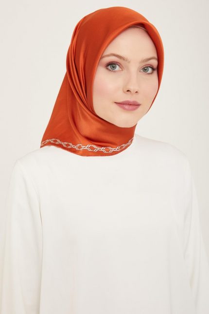 Armine Taba-Beyaz Düz Renk Tivil İpek Eşarp 9154-05
